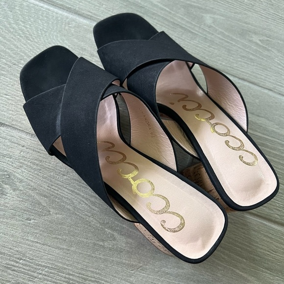 Black Chandra Faux Leather Cork Platform Sandals size 6 ½ - Picture 2 of 7